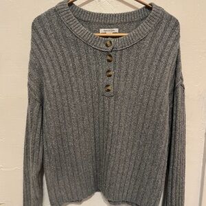 American Eagle Outfitters Gray Ribbed Sweater